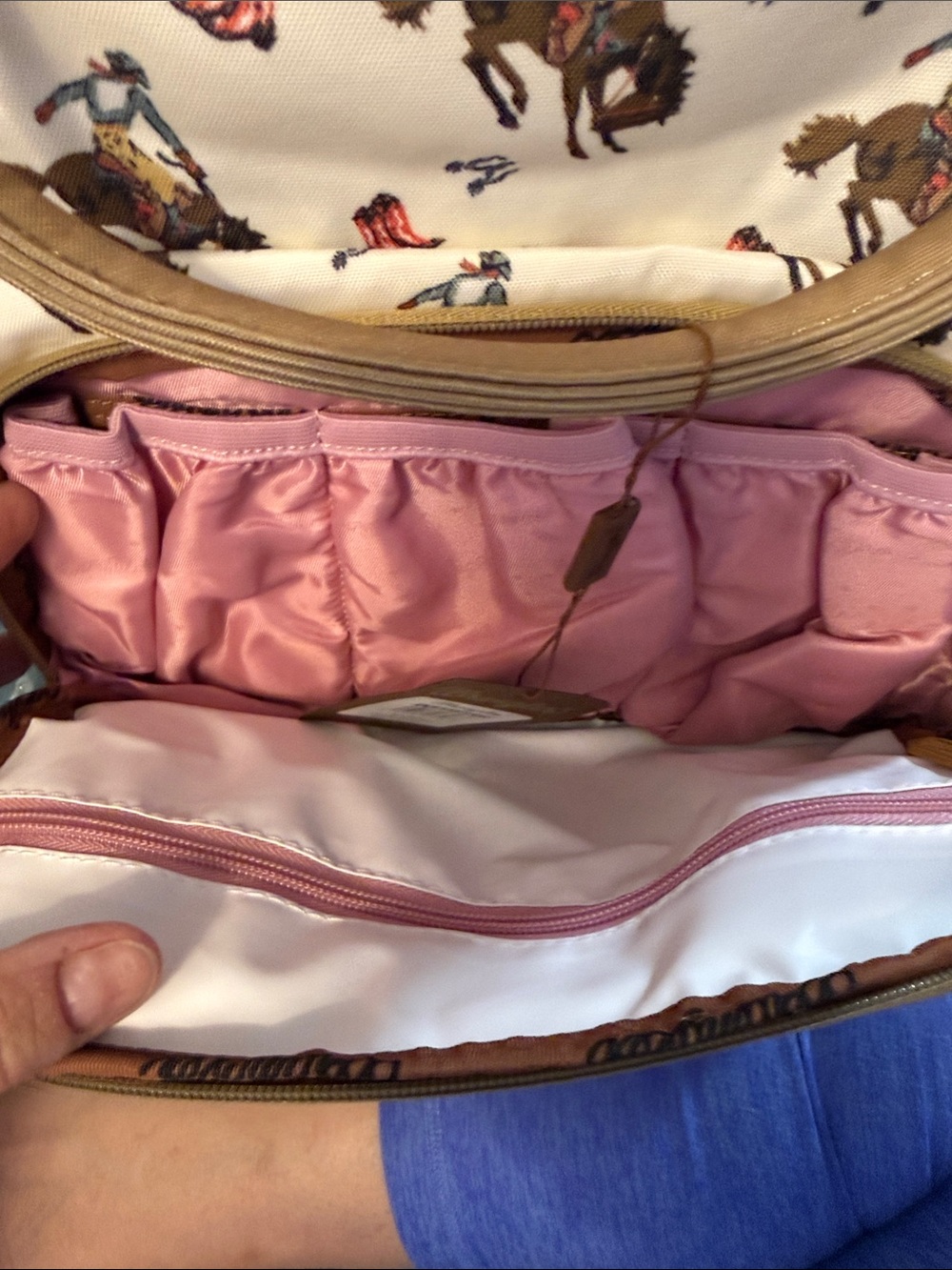 Wrangler Cream Rodeo Print Backpack with Tan Trim - Picture 4 of 4